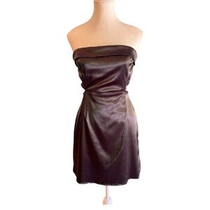 HYFVE Black Satin Strapless Cut-Out Mini Dress Sz L – Party / Clubwear - NWOT
